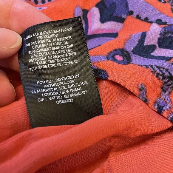 Anthropologie MAEVE Macie Maxi Dress Purple Floral Print Orange Pink EUC Size 8 - Picture 16 of 16